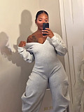 Sexy V-neck Sports Sweatshirt Jumpsuit XINH-80807