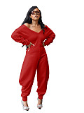 Sexy V-neck Sports Sweatshirt Jumpsuit XINH-80807