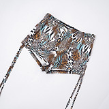 Leopard-print Printed Boat Neck Long Sleeve Backless Top with Drawstring Shorts Two-piece Set DZHT-415