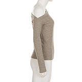 Comfortable Warm-Keeping Off-Shoulder Top + Casual Straight Leg Knit Pants Suit MRA-43376