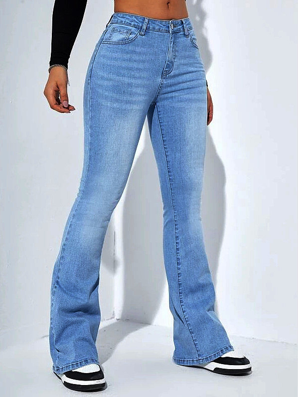 Versatile High-waisted Slim-fit Stretch Flared Straight-leg Jeans SMJR-6968