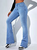 Versatile High-waisted Slim-fit Stretch Flared Straight-leg Jeans SMJR-6968