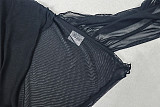 Sexy Slightly Transparent Mesh One-shoulder Oblique Neck Long-sleeved Hip Dress JY-302605