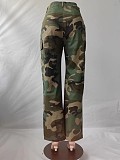 High-Waisted Straight-Leg Multi-Color Camouflage Work Pants SMJR-1095