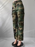 High-Waisted Straight-Leg Multi-Color Camouflage Work Pants SMJR-1095