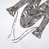 Leopard-print Printed Boat Neck Long Sleeve Backless Top with Drawstring Shorts Two-piece Set DZHT-415