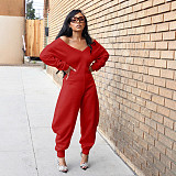 Sexy V-neck Sports Sweatshirt Jumpsuit XINH-80807