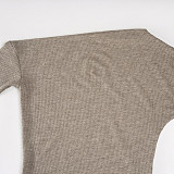 Comfortable Warm-Keeping Off-Shoulder Top + Casual Straight Leg Knit Pants Suit MRA-43376