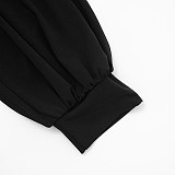 Sexy Button-Down Necklace Collar Top Slim-Fit Hip-Hugging Short Skirt Suit DZHT-391