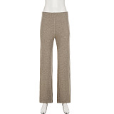 Comfortable Warm-Keeping Off-Shoulder Top + Casual Straight Leg Knit Pants Suit MRA-43376