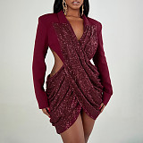 Sweetheart Neckline Sequin Backless Sexy Hot Girl Short Dress DZHT-25DS134