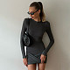 Sexy Slim-Fit Cross Pleated Solid Color Skirt  MRA-43551
