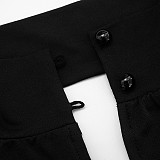 Sexy Button-Down Necklace Collar Top Slim-Fit Hip-Hugging Short Skirt Suit DZHT-391
