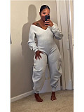 Sexy V-neck Sports Sweatshirt Jumpsuit XINH-80807