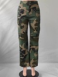 High-Waisted Straight-Leg Multi-Color Camouflage Work Pants SMJR-1095
