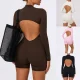 New Long Sleeve Tight Running Abdominal Peach Fitness Bodysuit Shorts MRA-43642