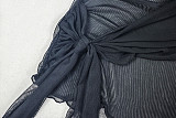 Sexy Slightly Transparent Mesh One-shoulder Oblique Neck Long-sleeved Hip Dress JY-302605
