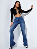 Versatile High-waisted Slim-fit Stretch Flared Straight-leg Jeans SMJR-6968