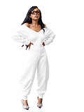 Sexy V-neck Sports Sweatshirt Jumpsuit XINH-80807
