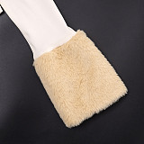 New Style Fur Collar Trim Boat Neck Slim Fit Top with Flared Pants Two-Piece Suit DZHT-322