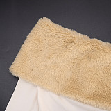 New Style Fur Collar Trim Boat Neck Slim Fit Top with Flared Pants Two-Piece Suit DZHT-322