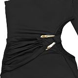 Sexy Off-Shoulder One-Sleeve Slim Fit Solid Color Dress