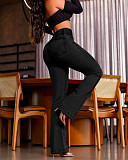 Fashion High-waisted Elastic Slim-fit Bootcut Jeans SMJR-185