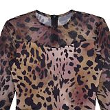 Sexy Leopard Print Gauze Printed Sheer Bodysuit BY-7541