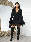 Autumn and Winter Knit Hand-Hooked Fringe Tie-Strap Long Sleeve High-Waisted Skirt Set CM-9533
