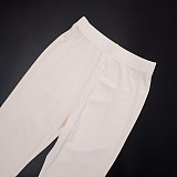 New Style Fur Collar Trim Boat Neck Slim Fit Top with Flared Pants Two-Piece Suit DZHT-322