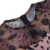 Sexy Leopard Print Gauze Printed Sheer Bodysuit BY-7541