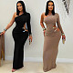 Sexy Off-Shoulder One-Sleeve Slim Fit Solid Color Dress