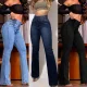 Fashion High-waisted Elastic Slim-fit Bootcut Jeans SMJR-185