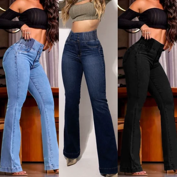 Fashion High-waisted Elastic Slim-fit Bootcut Jeans SMJR-185