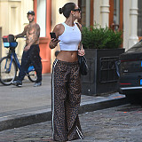 High-Waisted Slim-Fit Printed Streetwear Pants ZJQD-82603