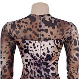 Sexy Leopard Print Gauze Printed Sheer Bodysuit BY-7541
