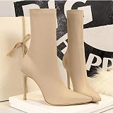 Slim Heels Ultra-high Heels Sexy Nightclubs Slimming Pointed Lycra Eastic Ankle Boots RS-315