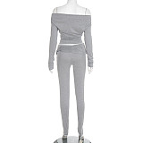Autumn and Winter One-Shoulder Off-the-Shoulder Solid Color Foldable Pleated Slim Fit Long Pants Suit XYWL-264