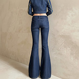 Fashionable Low-rise Slim-fit Flared Denim Trousers MRA-40844