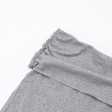 Autumn and Winter One-Shoulder Off-the-Shoulder Solid Color Foldable Pleated Slim Fit Long Pants Suit XYWL-264