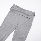 Autumn and Winter One-Shoulder Off-the-Shoulder Solid Color Foldable Pleated Slim Fit Long Pants Suit XYWL-264
