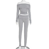 Autumn and Winter One-Shoulder Off-the-Shoulder Solid Color Foldable Pleated Slim Fit Long Pants Suit XYWL-264