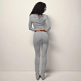 Autumn and Winter One-Shoulder Off-the-Shoulder Solid Color Foldable Pleated Slim Fit Long Pants Suit XYWL-264