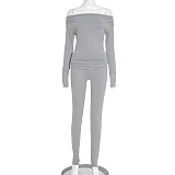 Autumn and Winter One-Shoulder Off-the-Shoulder Solid Color Foldable Pleated Slim Fit Long Pants Suit XYWL-264