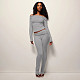 Autumn and Winter One-Shoulder Off-the-Shoulder Solid Color Foldable Pleated Slim Fit Long Pants Suit XYWL-264