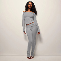 Autumn and Winter One-Shoulder Off-the-Shoulder Solid Color Foldable Pleated Slim Fit Long Pants Suit XYWL-264 Autumn and Winter One-Shoulder Off-the-Shoulder Solid Color Foldable Pleated Slim Fit Long Pants Suit XYWL-264