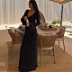 Sexy Backless Stretch Knit Sequin Bell Sleeve Long Sleeve Dress MRA-42658