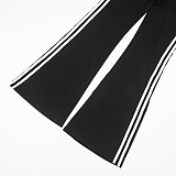 Casual Contrast Color Patch Zipper Top Skinny High Waist Trousers Sports Suit DZHT-25ST396