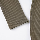 Solid Color V-neck Buttoned Slim-fit Knitted Hip-wrapped Short Dress MRA-37524