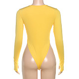 Fashion Pure Desire Deep V Sexy Hot Girl Long Sleeve Tight Jumpsuit ZJQD-81753